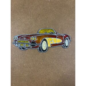Vintage Chevrolet Corvette C1 Suncatcher Amber Red Glitter Classic Car Decor